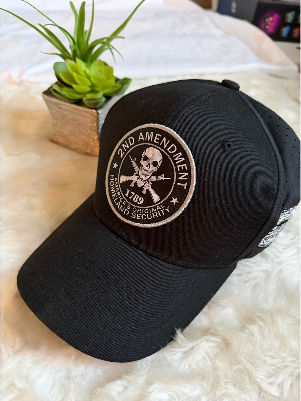 Black Baseball Cap 2nd Amendment Skull Logo